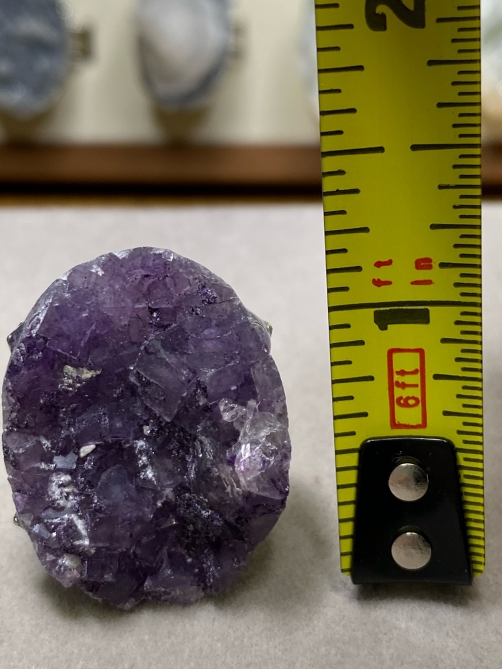 Purple Fluorite Crystal Cluster Ring • Deep Violet Stone • Geometric Statement - Picture 5 of 9